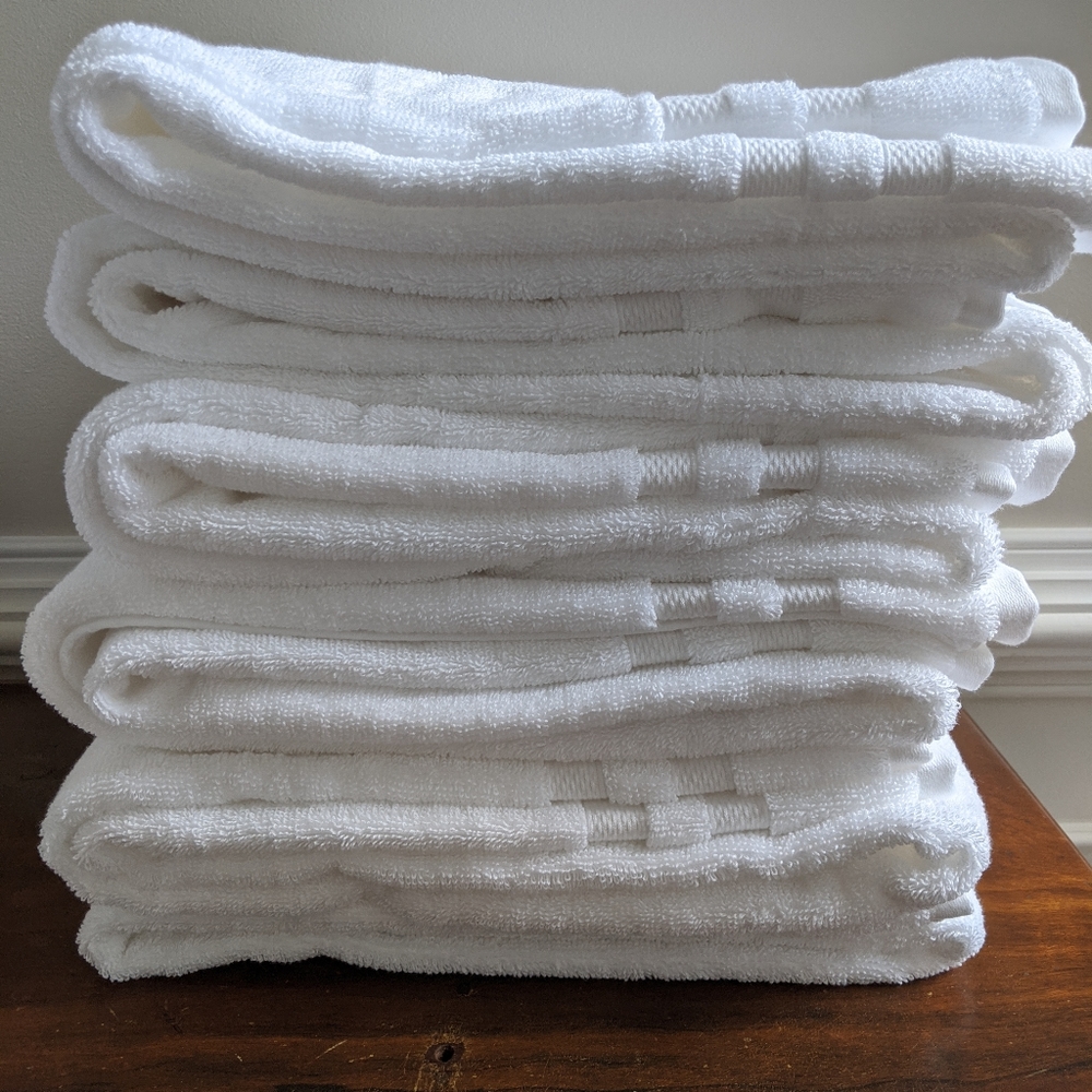 Set of Six White Bath towels